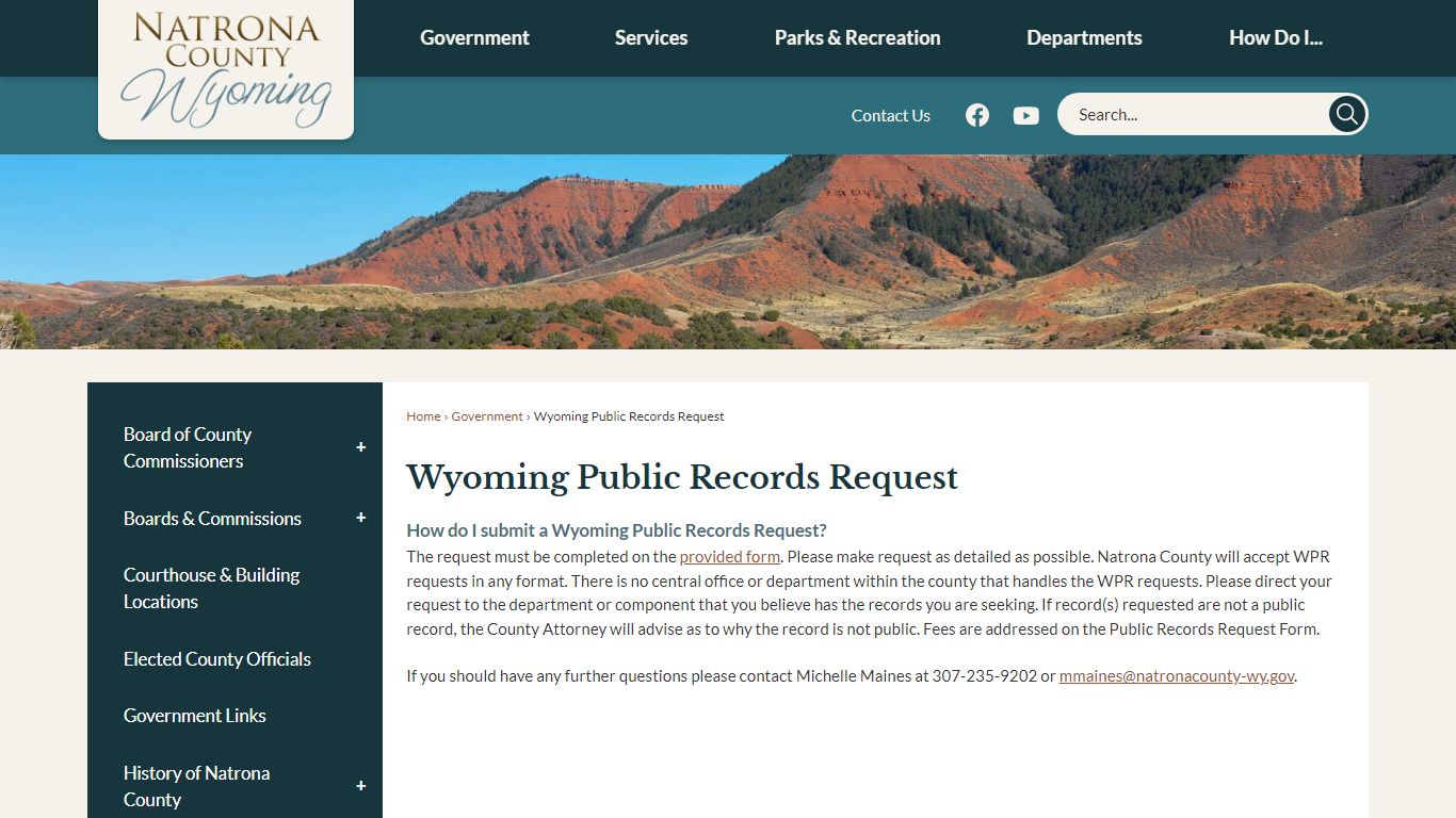 Wyoming Public Records Request | Natrona County, WY