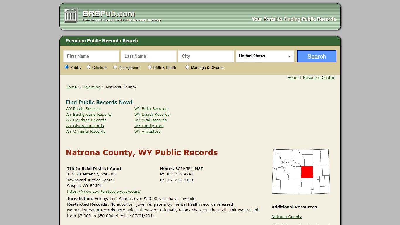 Natrona County, WY Public Records - BRB Pub