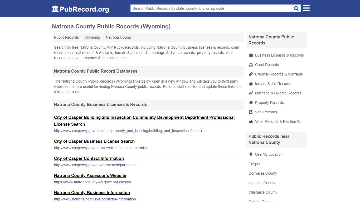 Free Natrona County Public Records (Wyoming Public Records)